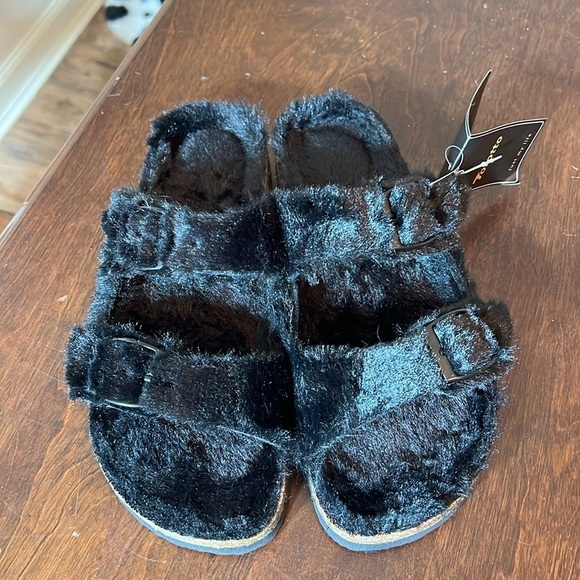 Slippers Wide Open Toe Cork Footbed Slides - Picture 10 of 12